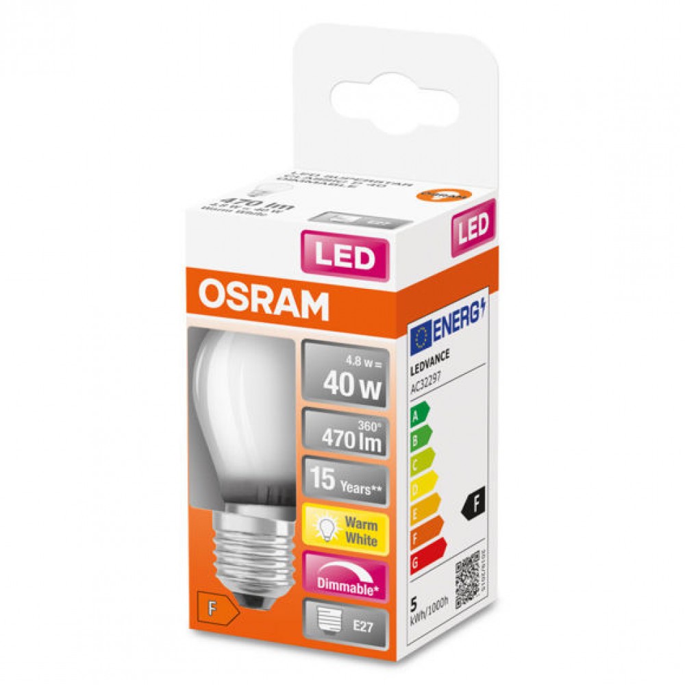Osram E27 (ES) G-Frosted LED |470L|Dim| 40W
