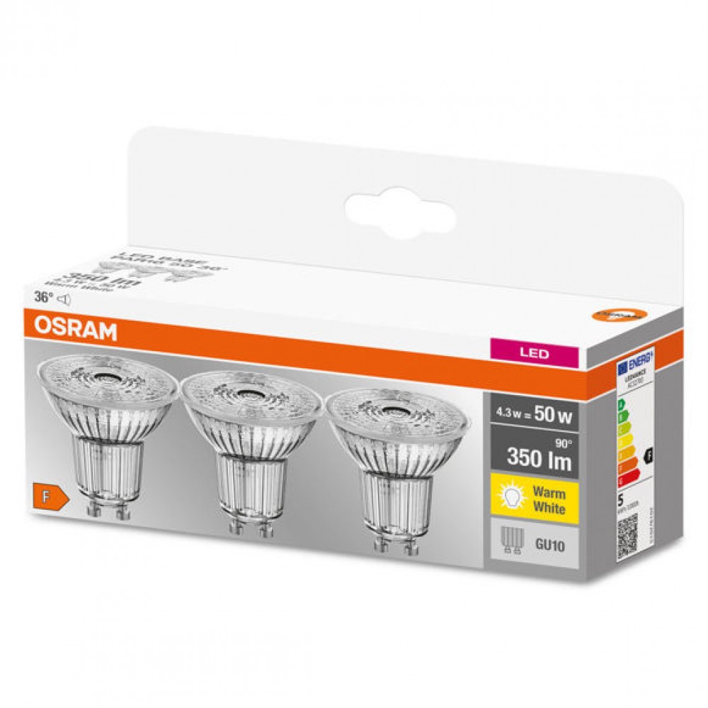 Osram 4.3w GU10 LED Light Bulb|50w|350lm|3pk