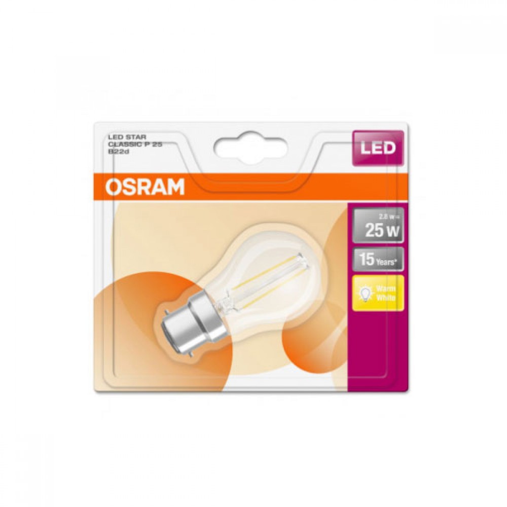 Osram 2.1W (25w) B22 LED Can|CLR|FIL|250L|Warm White