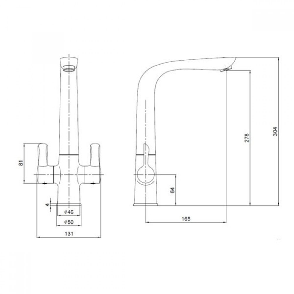 Lismore Twin Cruciform Kitchen Sink Mixer