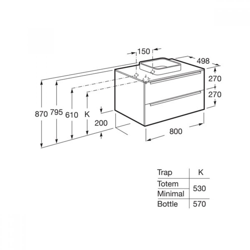 Inspira 800mm 2drawer white | A857001806