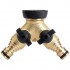 Brass Double Tap Connector With Flow Control