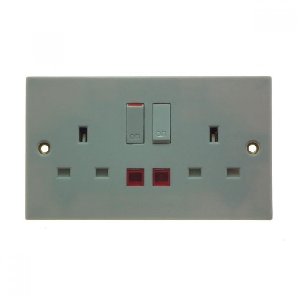 Powermaster 2 Gang Switched Socket With Neon Lights | 1372-24