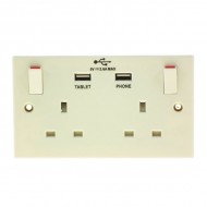 Powermaster 2 Gang Switched Socket With 2 USB Ports | 1790-34