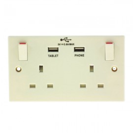 Powermaster 2 Gang Switched Socket With 2 USB Ports | 1790-34