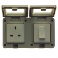 Powermaster 1 Gang Outdoor Damp Proof Switch & Single Socket | 1822-10