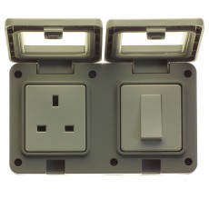 Powermaster 1 Gang Outdoor Damp Proof Switch & Single Socket | 1822-10