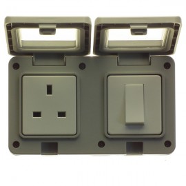 Powermaster 1 Gang Outdoor Damp Proof Switch & Single Socket | 1822-10