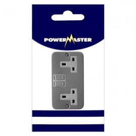 Powermaster 2 Gang Switched Metal Clad Socket | 1798-04