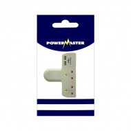 Powermaster T-shaped 2 Way Adaptor With 2 USB Ports | 1797-02