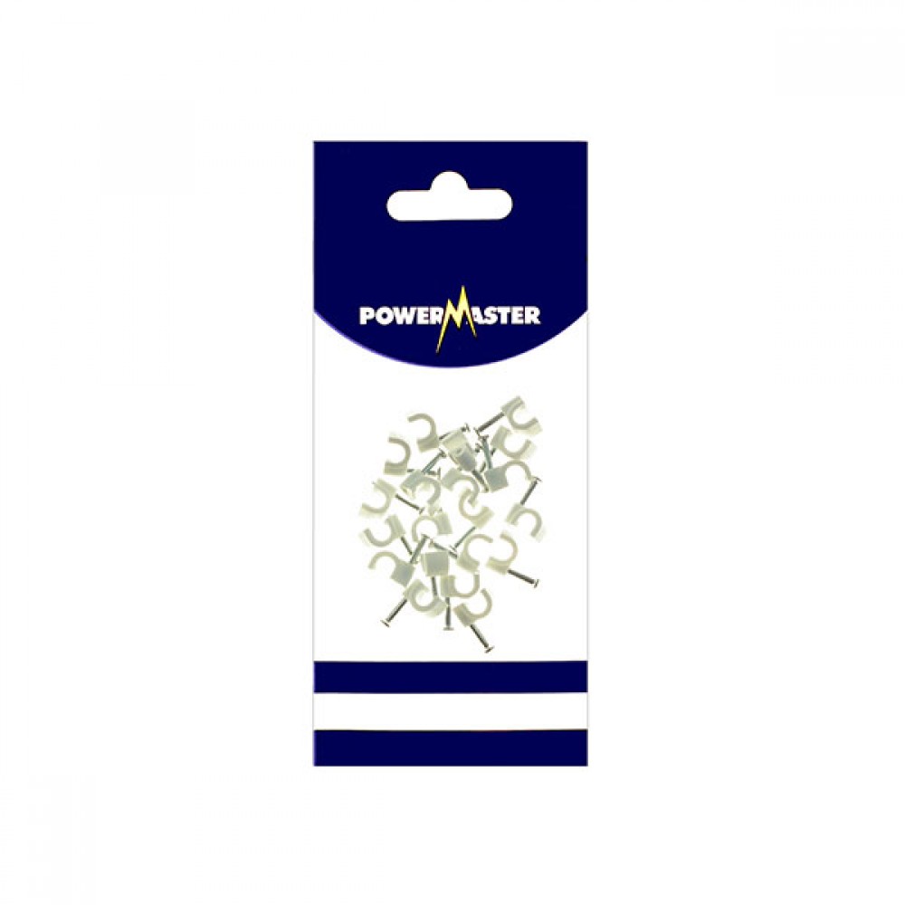 Powermaster 5mm Cable Clips White (20) | 1369-12