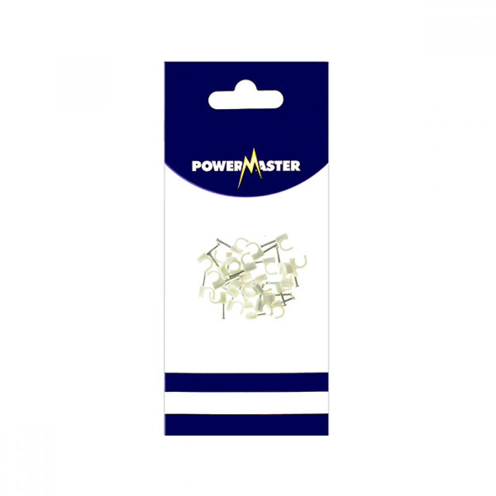 Powermaster 7mm Cable Clips White (20) | 1369-14