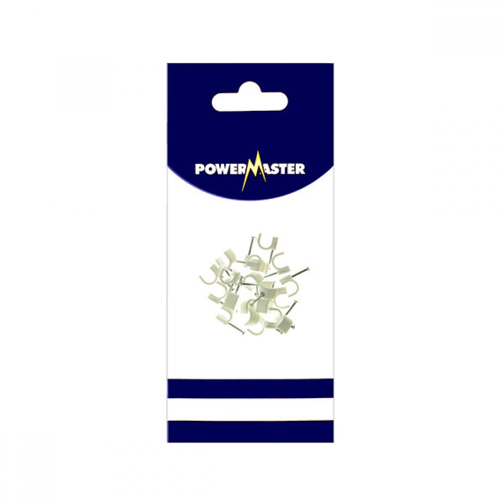 Powermaster 9mm Cable Clips White (20) | 1369-16