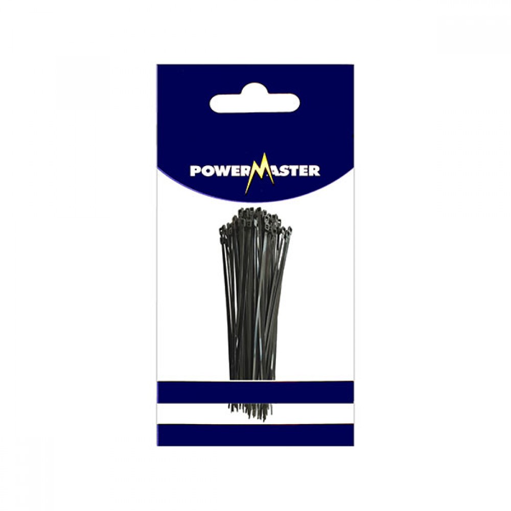 Powermaster Cable Ties 140 x 3.6mm Black (100) | 1411-10