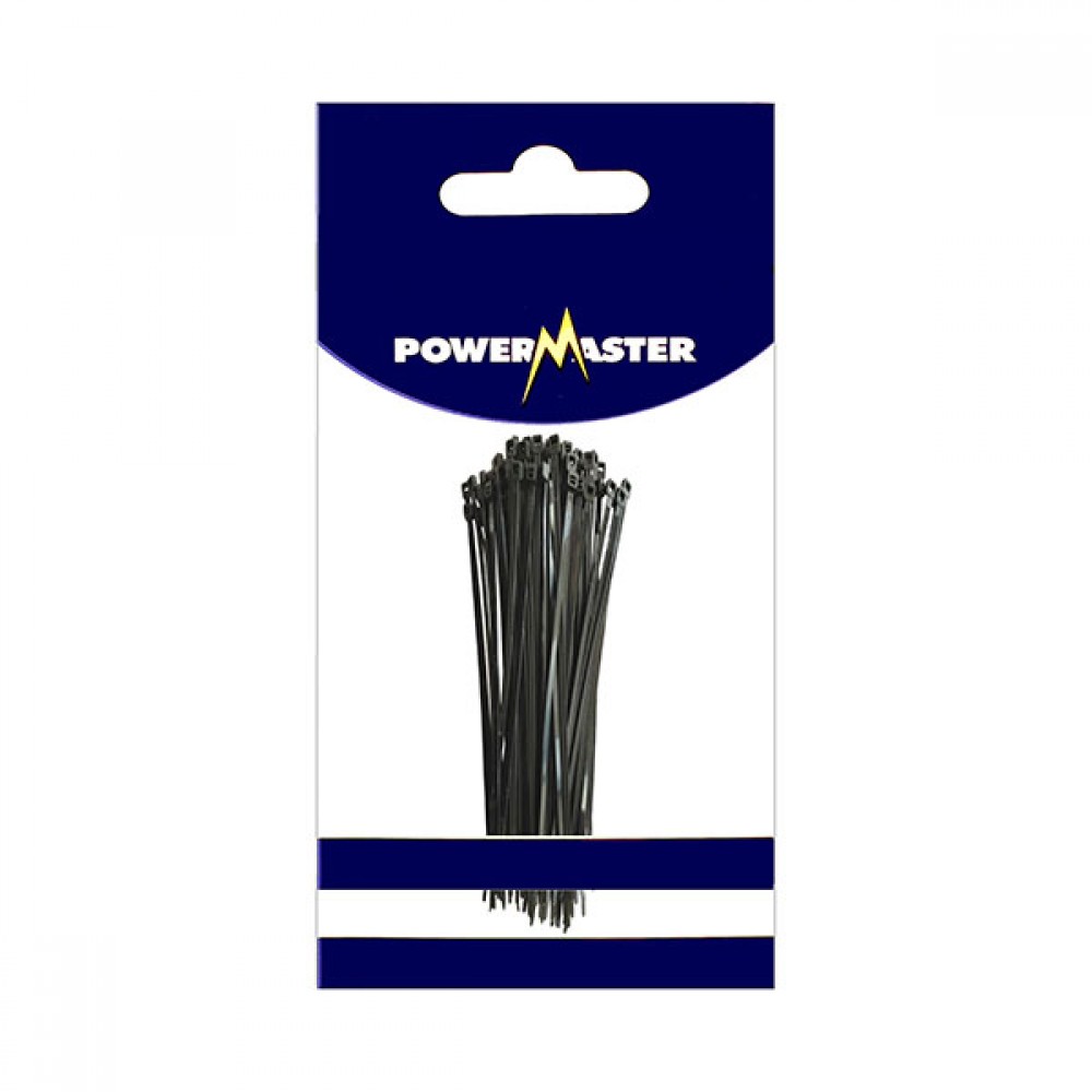 Powermaster Cable Ties 200 x 4.8mm Black (100) | 1411-14