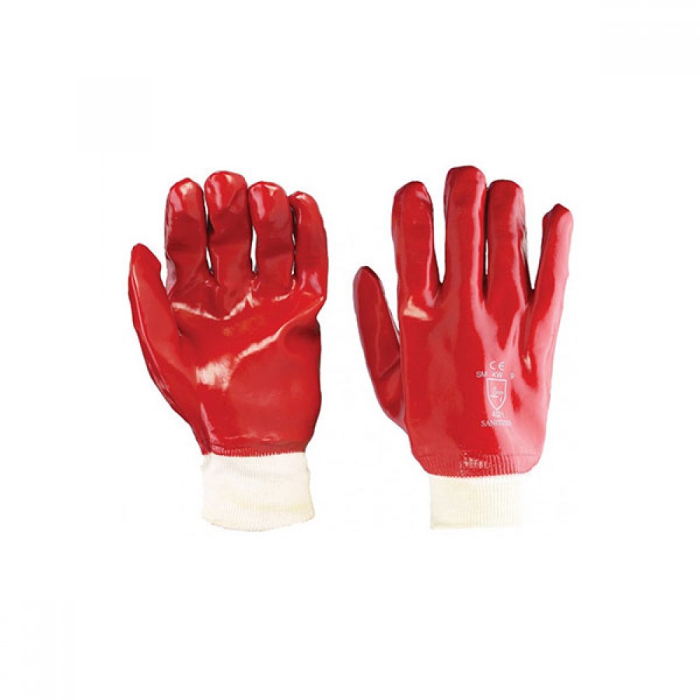 Fully Coated PVC Knitwrist Red | Choose Size