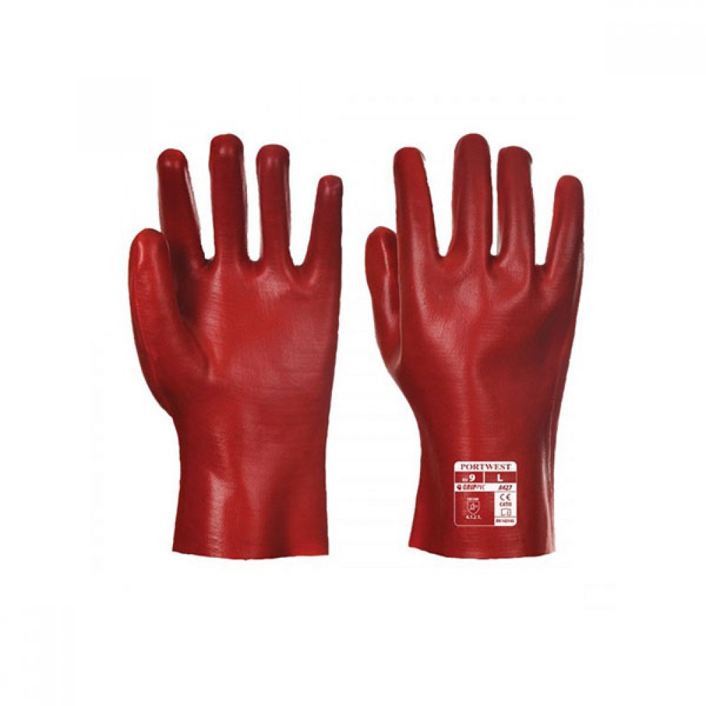 Portwest PVC Gauntlet Red Gloves | Choose Size