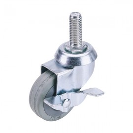 Swivel Bolt Fixing Rubber Castor with Brake 50mm Diameter 50kg | 65471