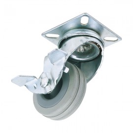 Swivel Plate Fixing Rubber Castor with Brake 50mm Diameter 50kg | 65469