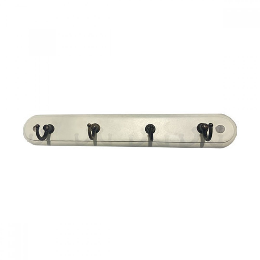 Harcourt 4 Antique Brass Hook Hanger Cream Board