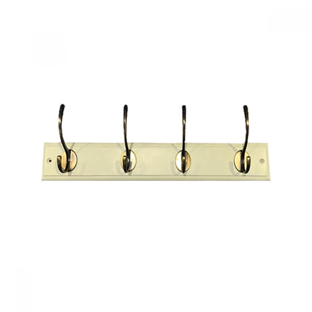 Harcourt 4 Antique Brass Hooks Ivory Board