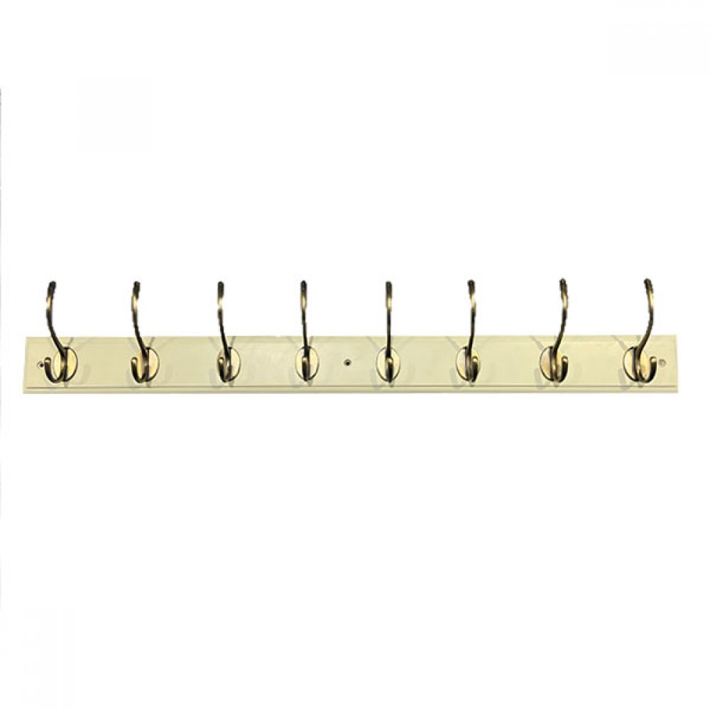 Harcourt Hat & Coat 8 Antique Brass Hooks Cream Board
