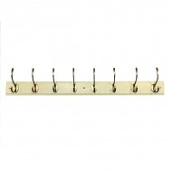 Harcourt Hat & Coat 8 Antique Brass Hooks Cream Board