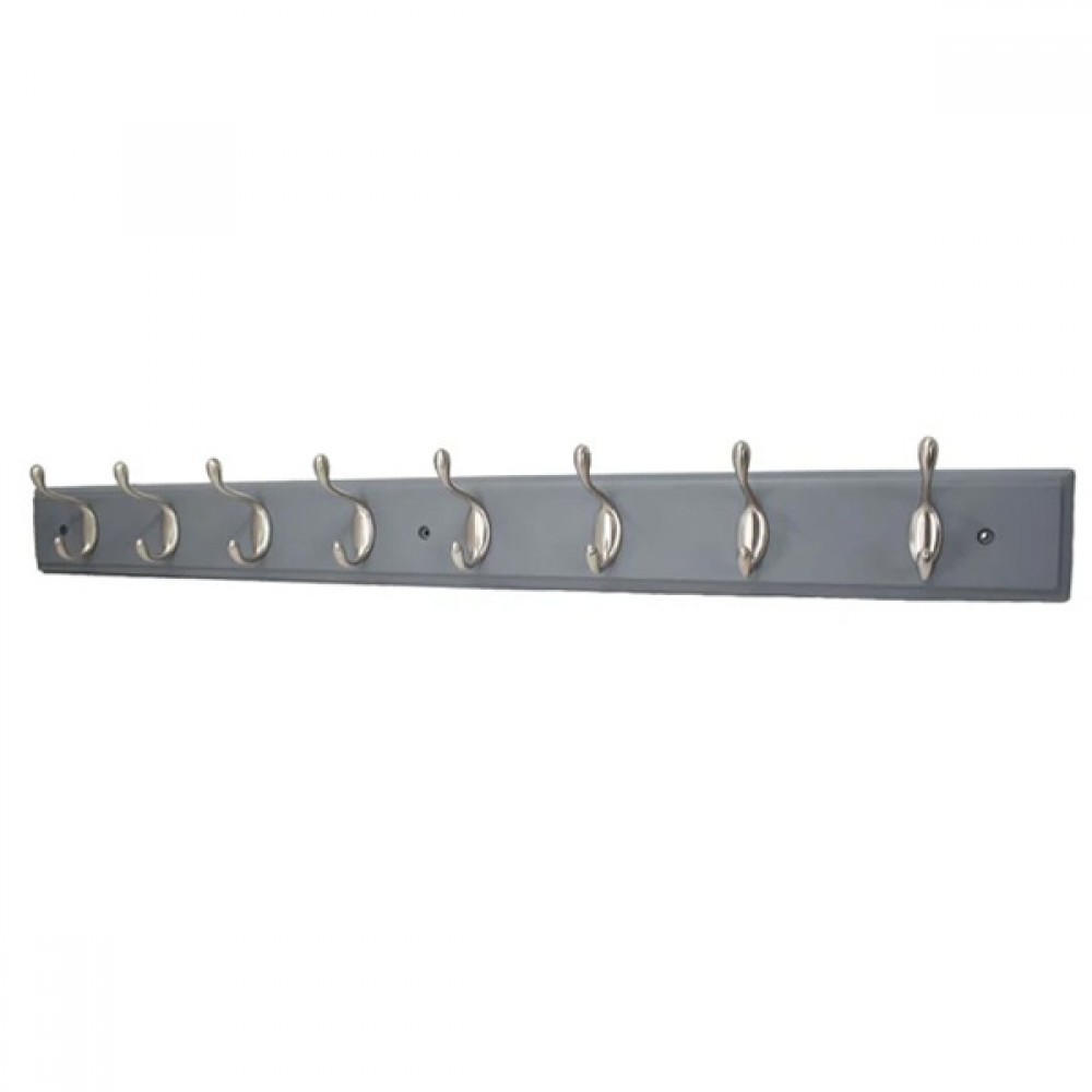 Harcourt 8 Hook Coat & Hat Hook Rail Grey Board