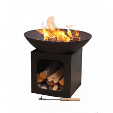 Isla Large Cast Iron Fire Bowl With Log Store