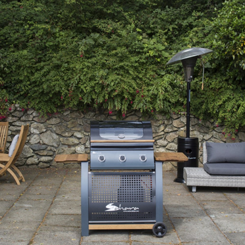 Sahara S350 3 Burner Gas BBQ | Bamboo Side Trays