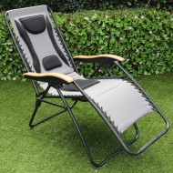 Zero Gravity Padded  Sunlounger Chair | Grey