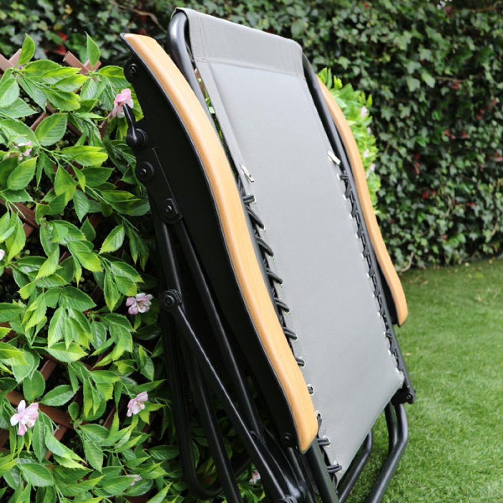 Zero Gravity Padded  Sunlounger Chair | Grey