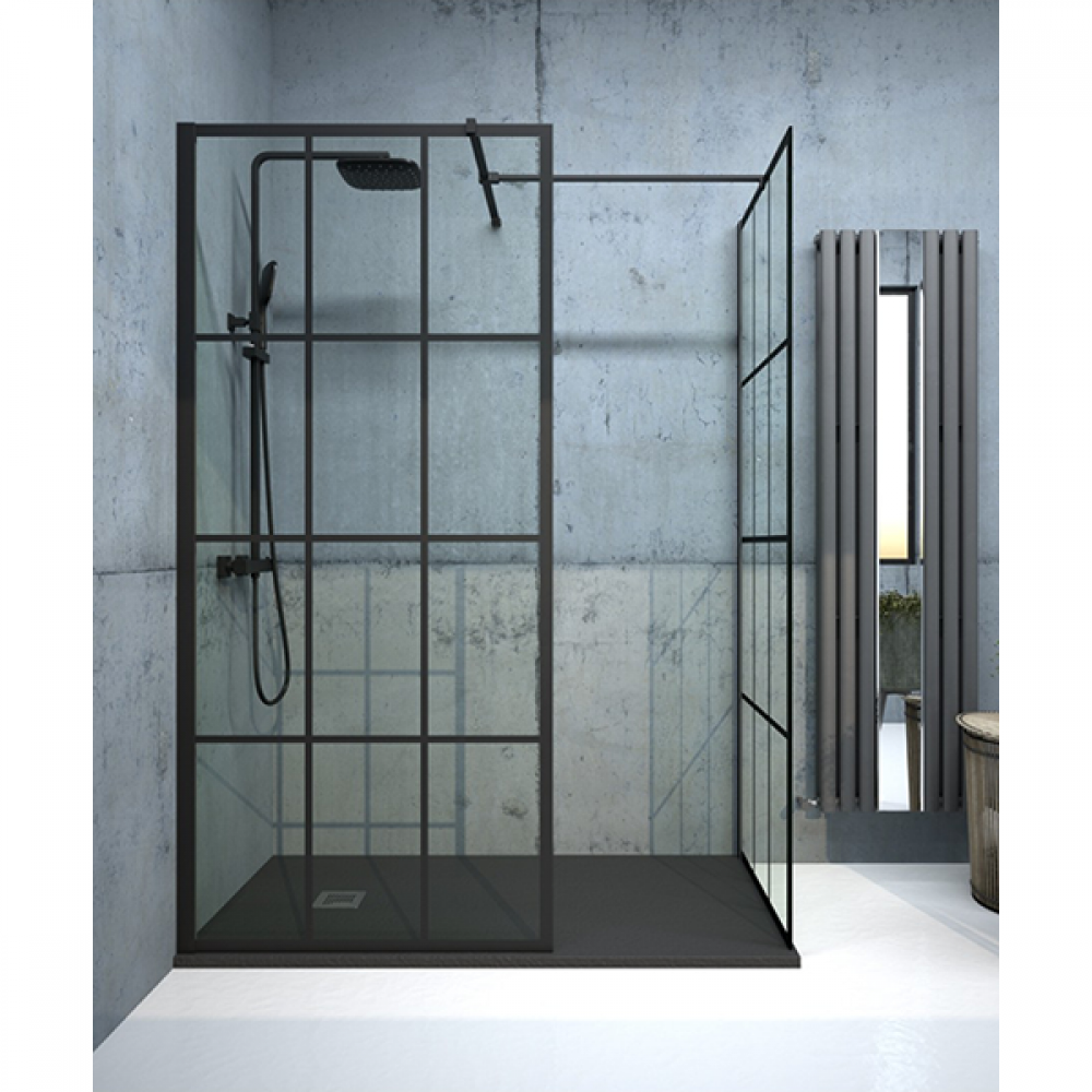 Sonas Aspect Black Trellis 700mm Wet room Panel | Abwr