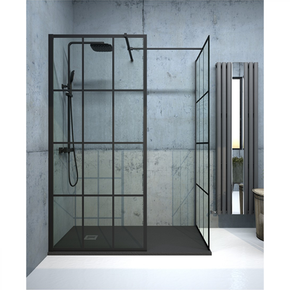 Aspect Black Trellis Wetroom Panel 800mm | ABWRP009