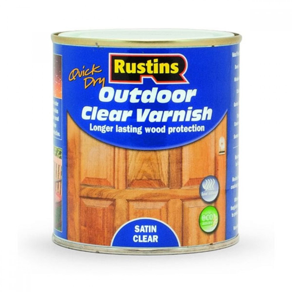 Rustins Quick Drying Outdoor Varnish Clear Satin 2.5ltr |r690086