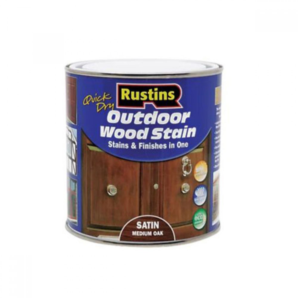 Rustins Outdoor Woodstain Med-oak Satin 500ml | R690127
