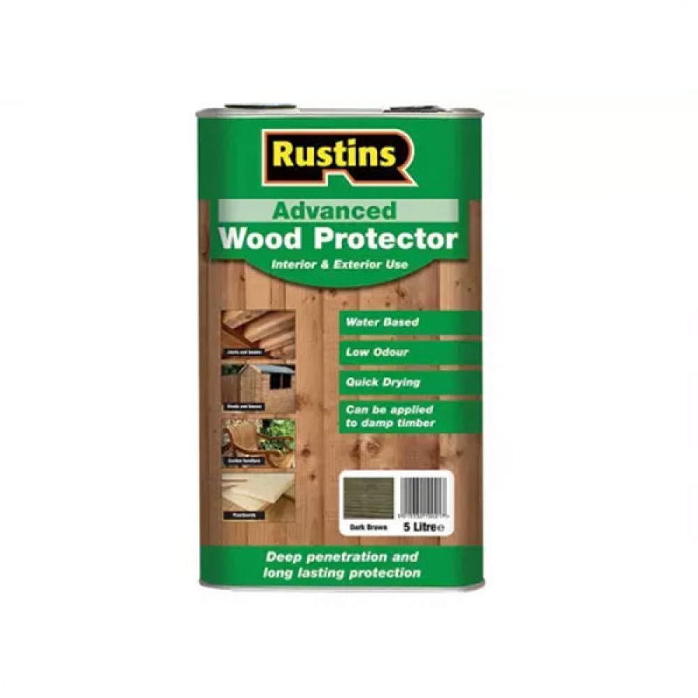 Rustins Quick Dry Advanced Wood Protector Medium Brown 5ltr |r690333