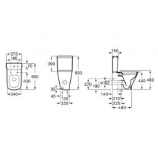 Roca The Gap Square Comfort Height Back-to-wall Pan | A3421AC000