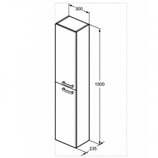 Tempo Column Unit- 2 Doors Gloss White | 300 x 235 x 1500mm 