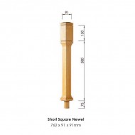 Dublin Short Square Newel Post 762x91x91mm | Options