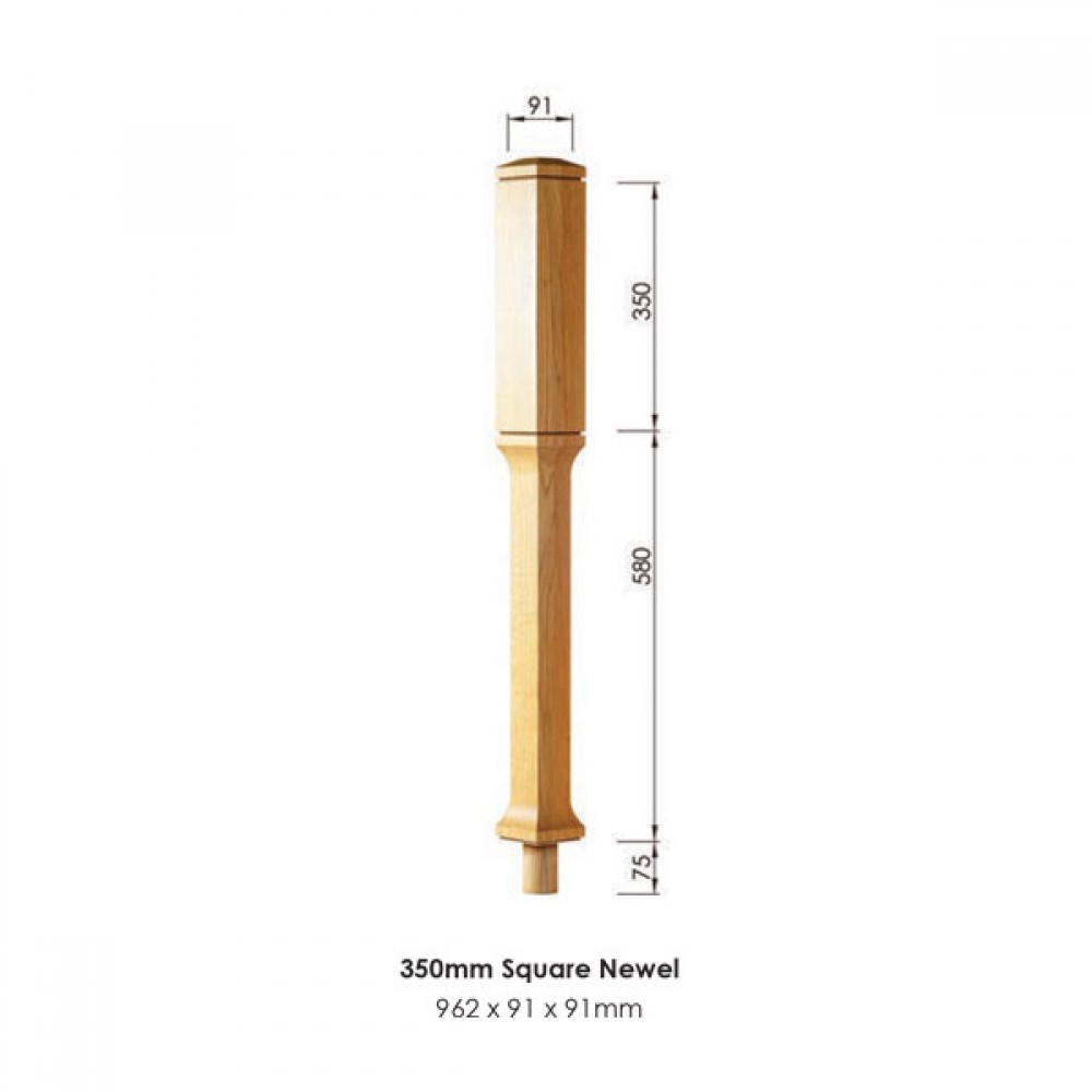 Dublin Landing Square Newel Post 962x91x91mm | Options