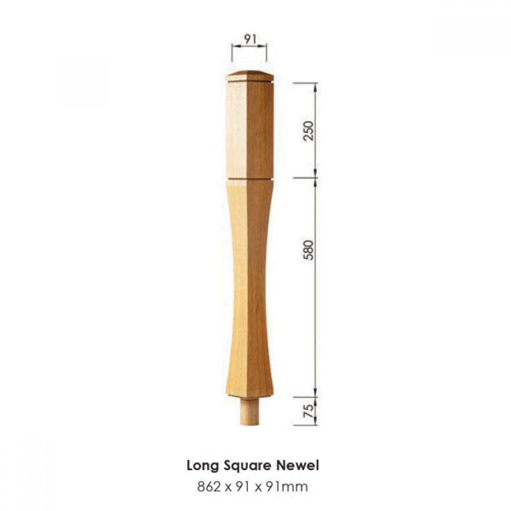 Vienna Square Newel Post 862x91x91mm | Options