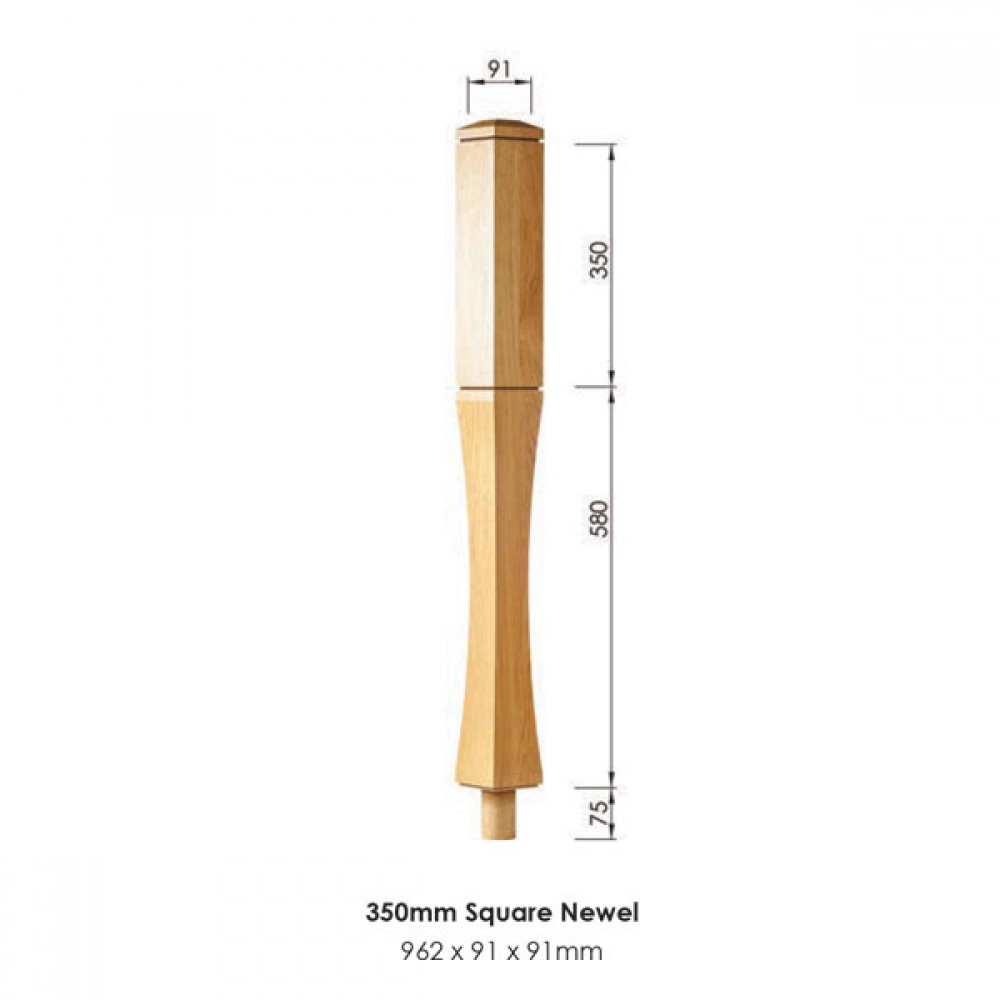 Vienna Square Landing Newel Post 962x91x91mm | Finish Options
