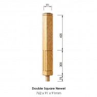 Lisbon Double Square Newel Post 762x91x91mm | Options