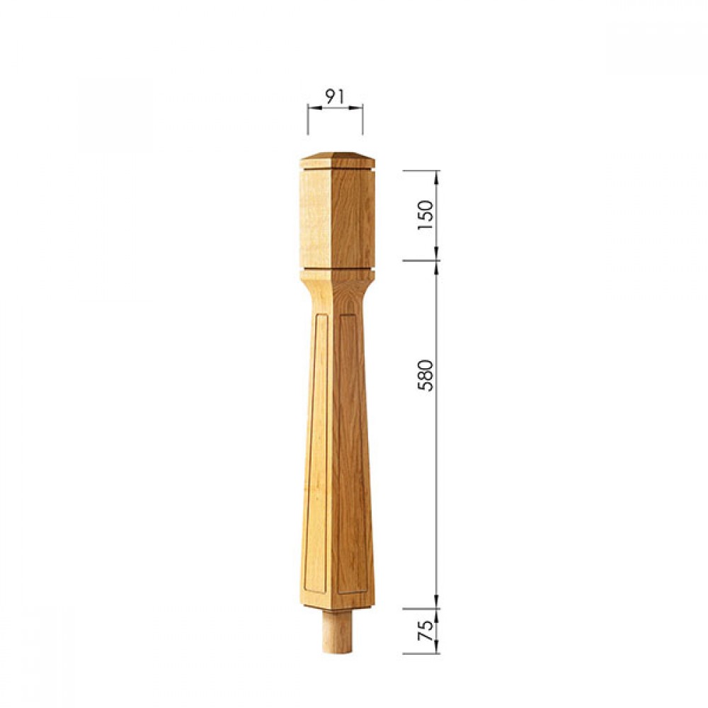 Paris Short Square Newel Post 762x91x91mm