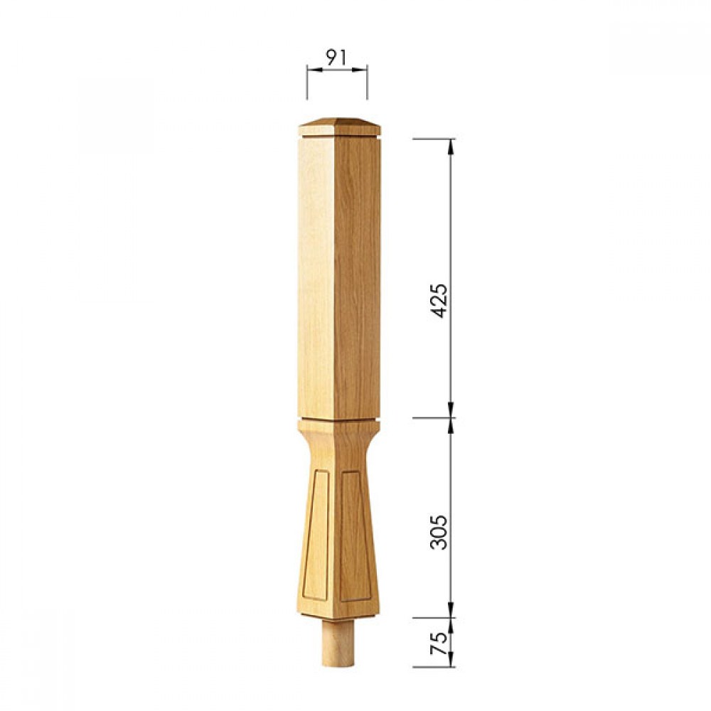 Paris Square Landing Newel Post 962x91x91mm