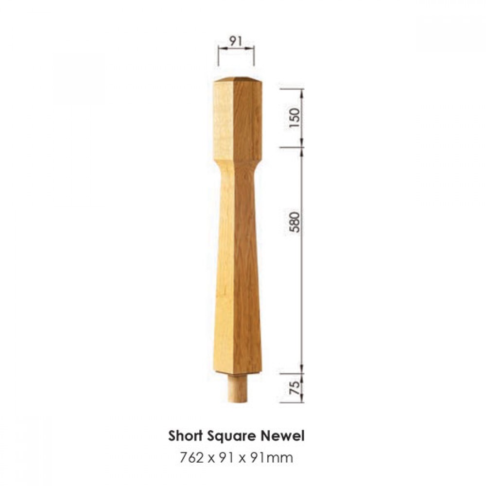 Monaco Square Newel Post 762x91x91mm | Options