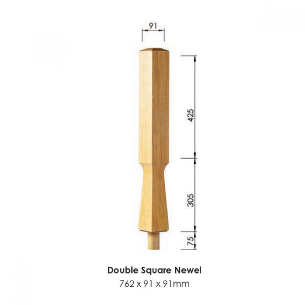 Monaco Square Double Newel Post 762x91x91mm | Options