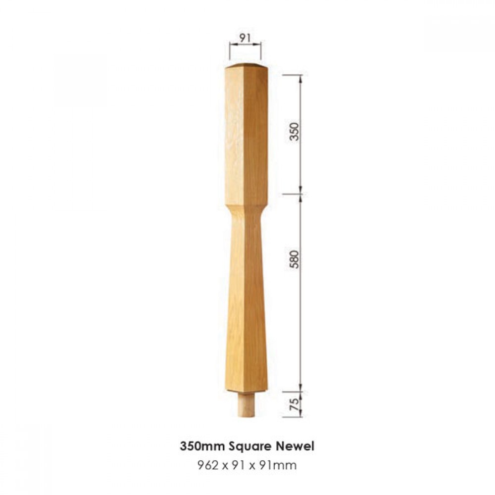 Monaco Square Landing Newel Post 962x91x91mm | Options