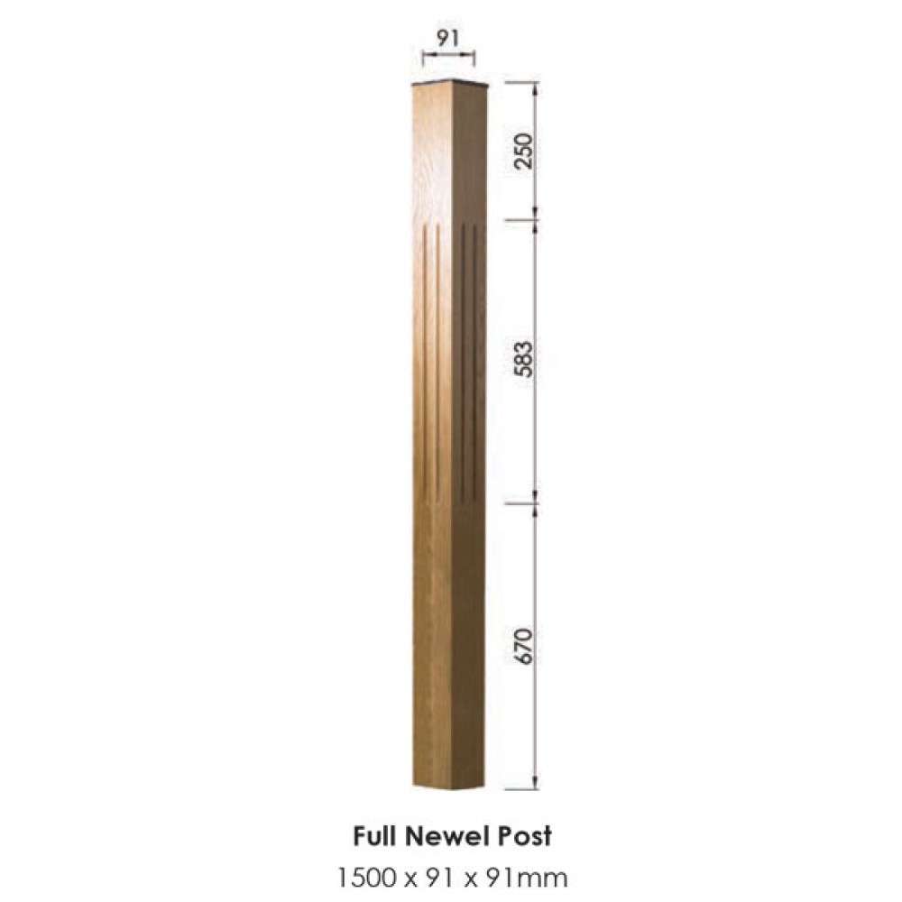 Tuscan Square Full Newel Post 1500x91x91mm | Options